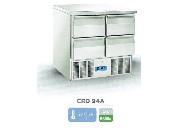Tavolo refrigerato quattro cassetti CRD 94A cm.90x70. 0/+8° R600a.